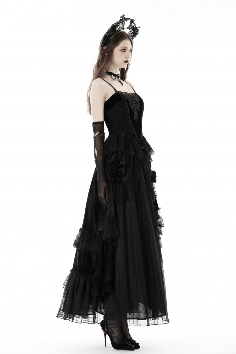 No-Sleeve Floral Velvet Gothic Corset Top