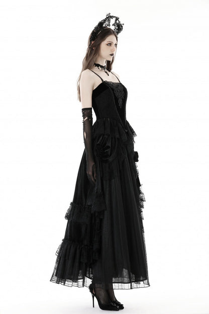 No-Sleeve Floral Velvet Gothic Corset Top