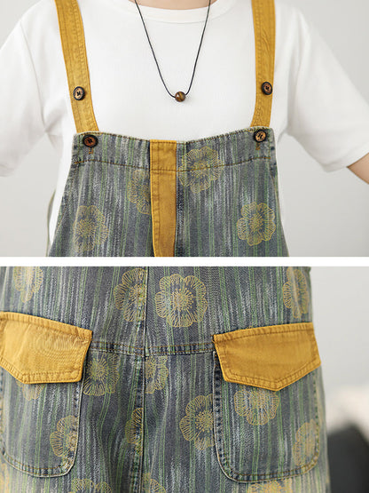 Fashion Denim Summer Stripe Flower Women Jumpsuits