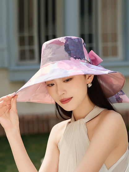 Colorblock Sunproof Bowknot Artsy Women Hat