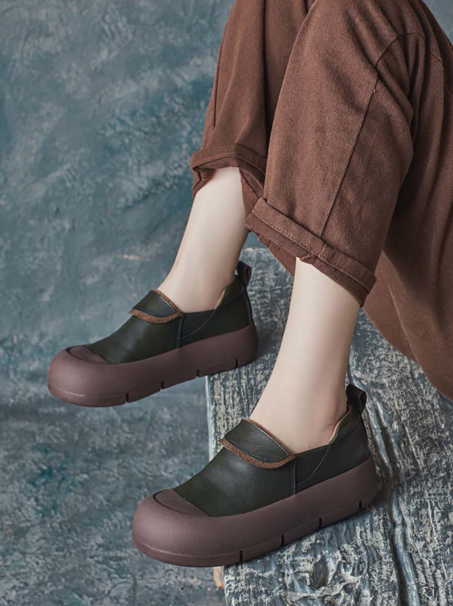 Chaussures à plateforme élégantes en cuir véritable pour femmes, automne AT1069