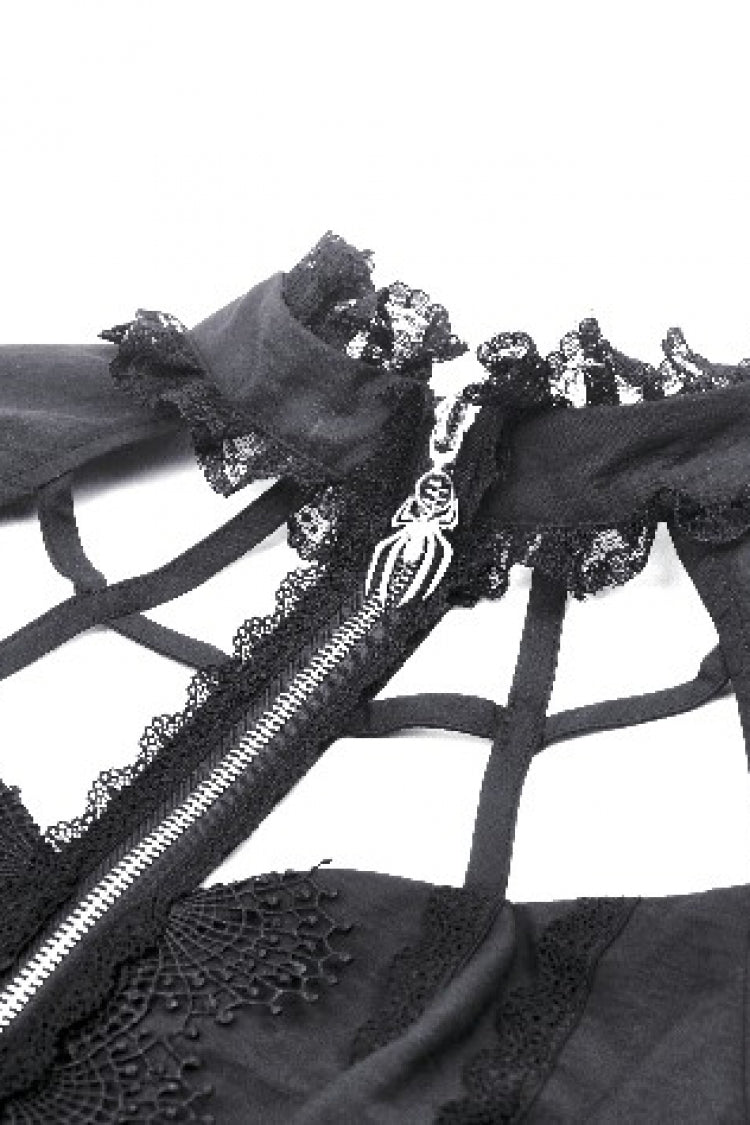 Spider-Shaped Cut-Out Punk Blouse for Women