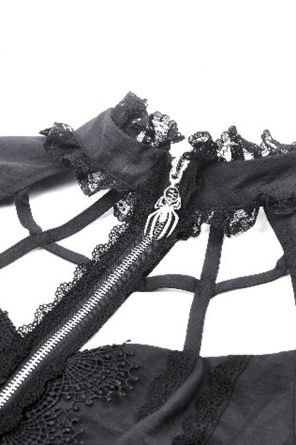 Spider-Shaped Cut-Out Punk Blouse for Women