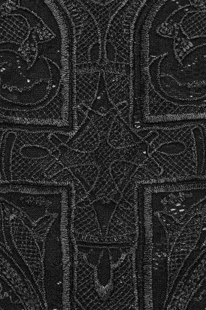 No-Sleeve Cross Embroidery Lace Gothic Waistcoat
