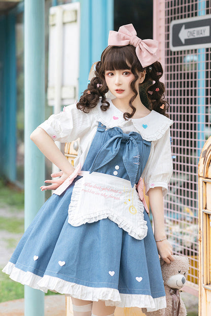 Azure Cowboys Are Busy Ruffle Bow Sweet Lolita Strap Gown