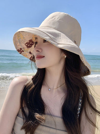 Women Casual Summer Solid Reversible Wearing Collapsible Hat LL005