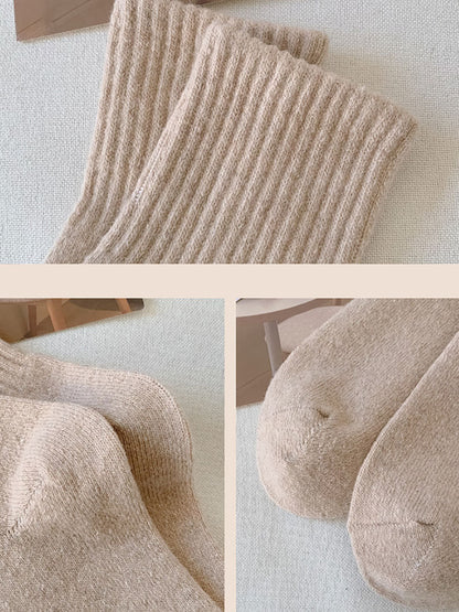 5 Pairs Women Solid Warm Wool Winter Socks BA1027