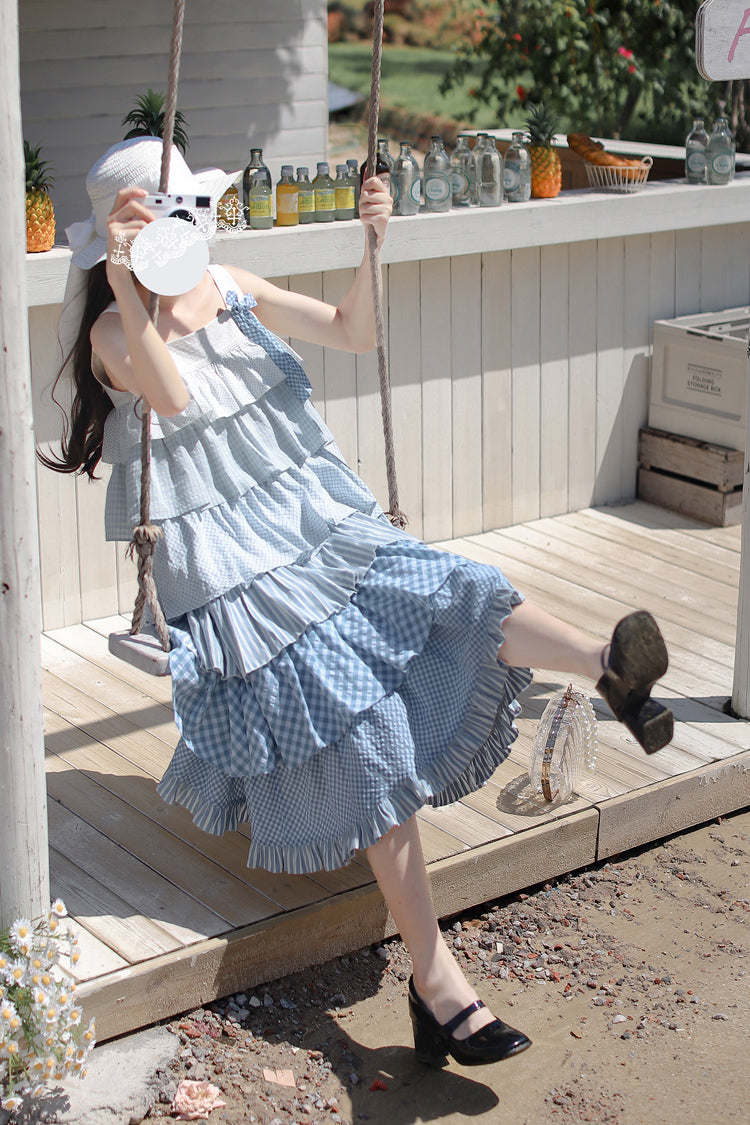 Go To The Beach Ruffle Print Holiday Sweet Lolita JSK