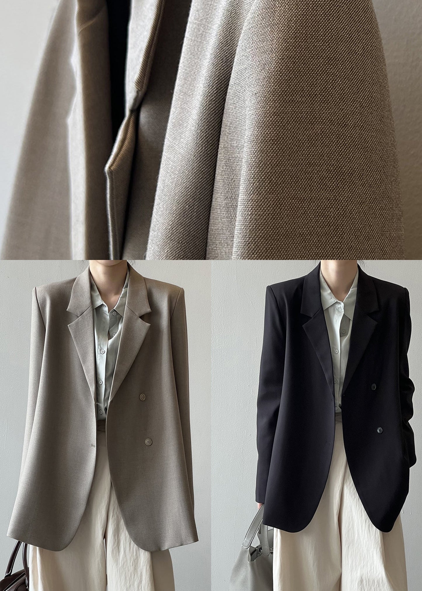 Italian Grey Coffee Notched Pockets Suit Coat Autumn WD012