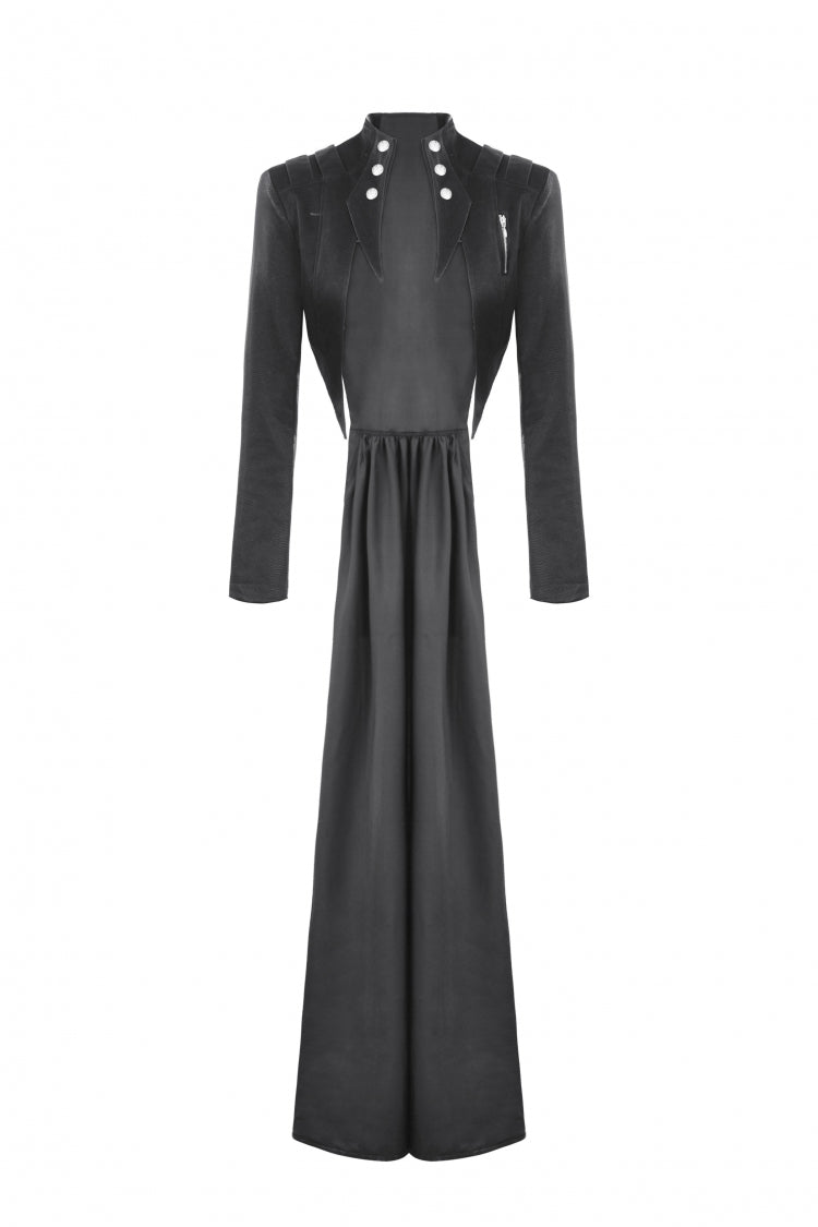 Ebony Long-Sleeve Lace-Up High-Low Faux Leather Gothic Jacket