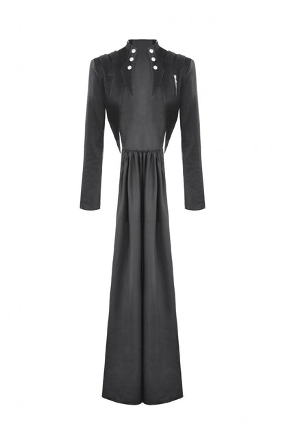 Ebony Long-Sleeve Lace-Up High-Low Faux Leather Gothic Jacket
