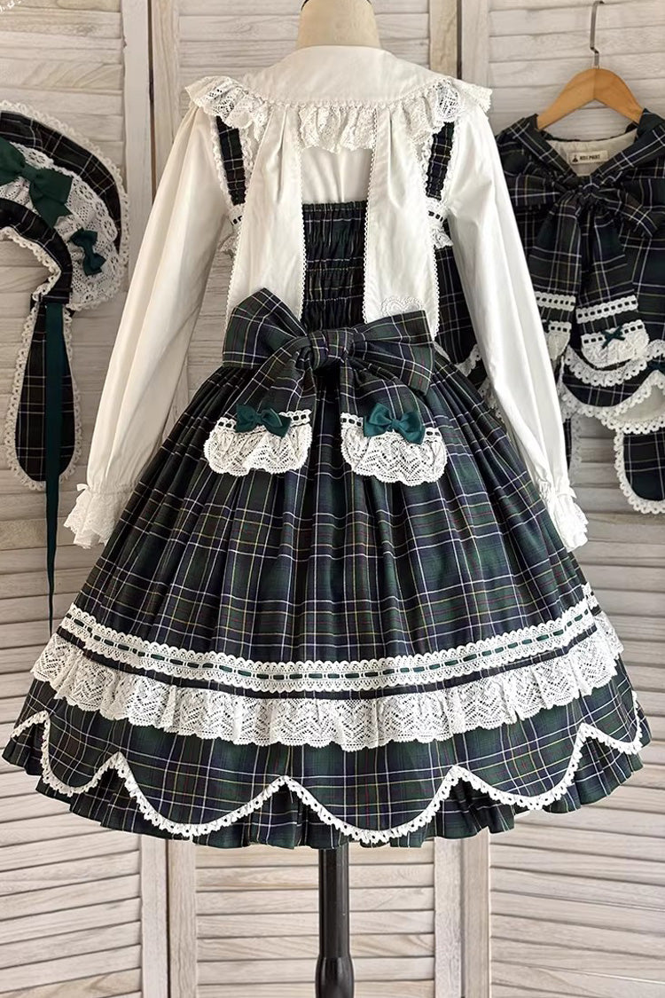 Emerald Gingham Petal Bunny Printed Ruffled Bow Sweet JSK