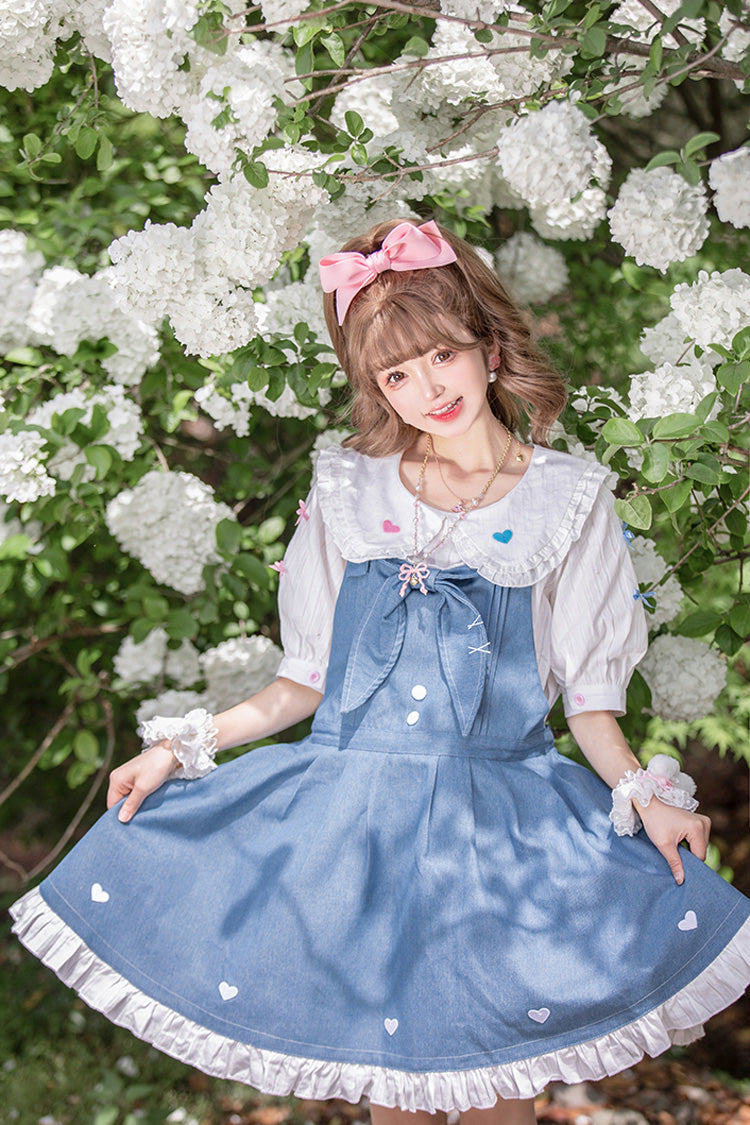 Azure Cowboys Are Busy Ruffle Bow Sweet Lolita Strap Gown