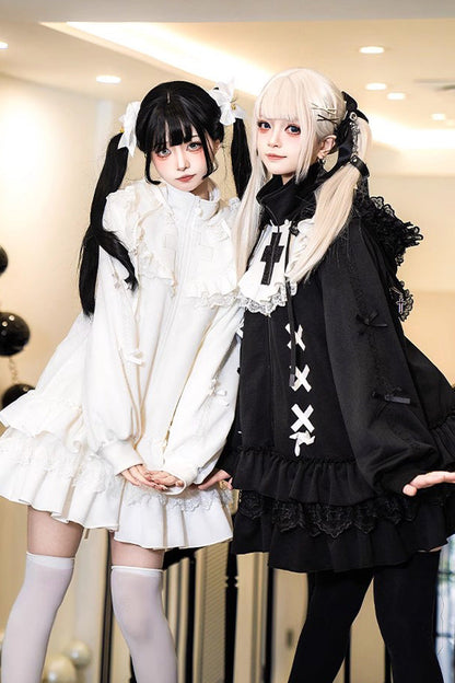 Zippered Sweet Lolita Sweatshirt - Ruffled Handsome Coat