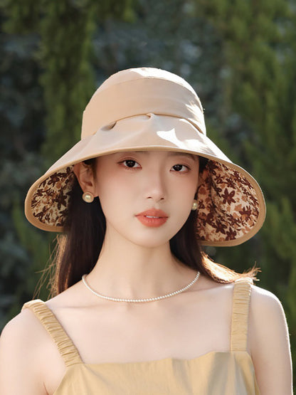 Floral Summer Sunproof Bowknot Women Artsy Hat