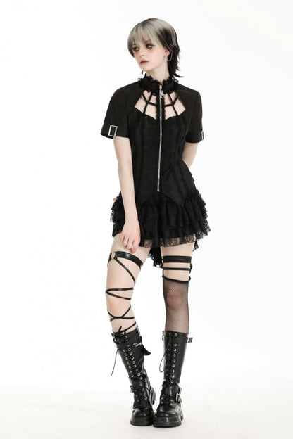 Spider-Shaped Cut-Out Punk Blouse for Women