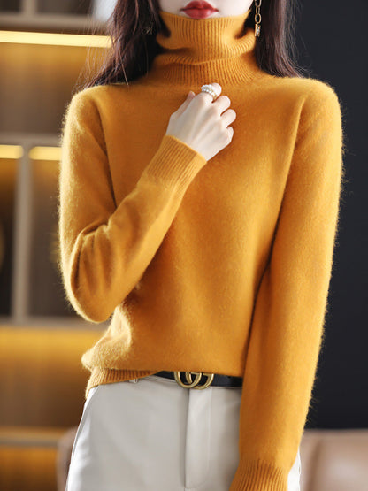 Women Autumn Casual Turtleneck Soft Cashmere Sweater AK1029