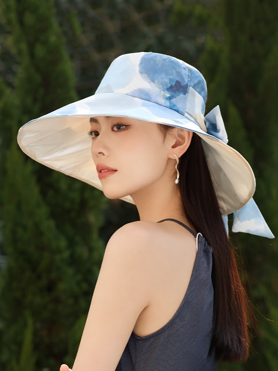 Colorblock Sunproof Bowknot Artsy Women Hat