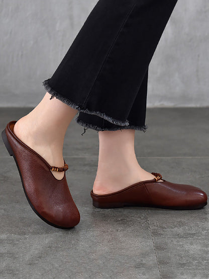 Summer Vintage Leather Soft Sandals Women