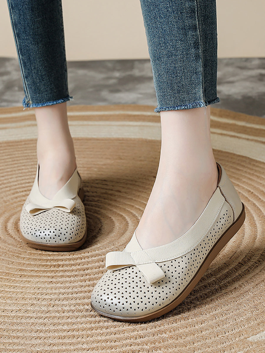 Genuine Leather Women Shoes Casual Soft Flat