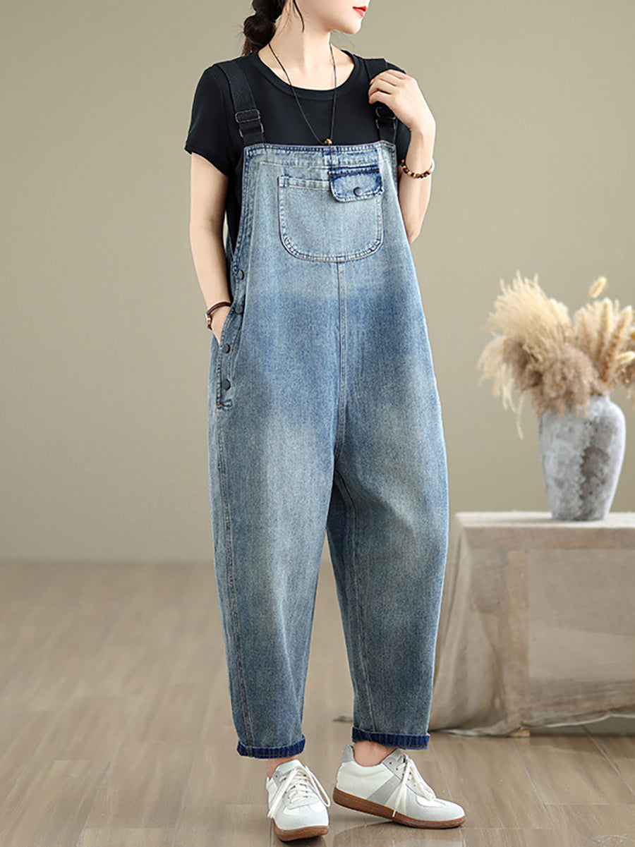 Denim Women Jumpsuits Loose Color Summer Casual Pure