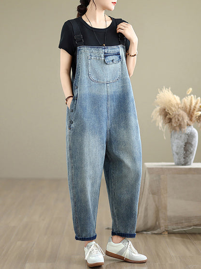 Denim Women Jumpsuits Loose Color Summer Casual Pure