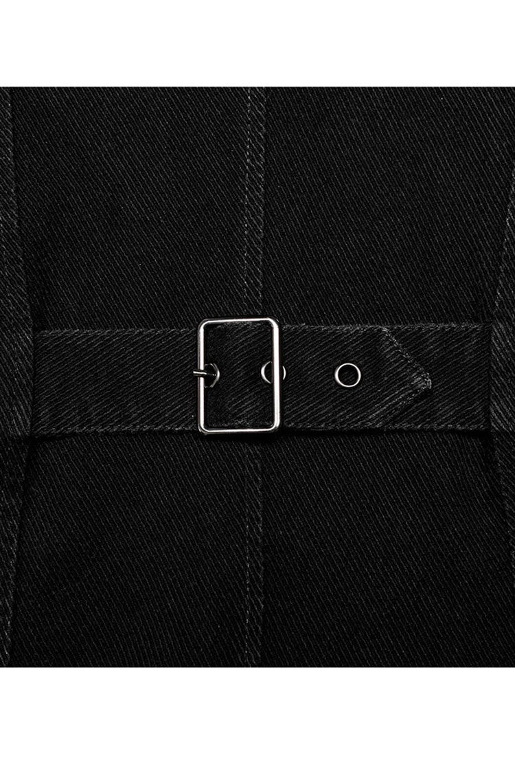 Apocalyptic Skull-Zip Twill Vest with Stand Collar