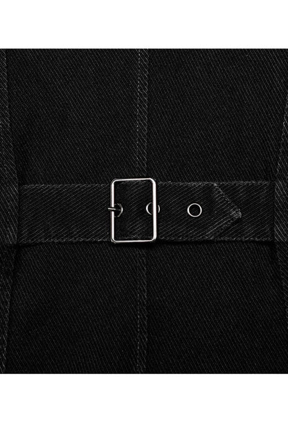 Apocalyptic Skull-Zip Twill Vest with Stand Collar