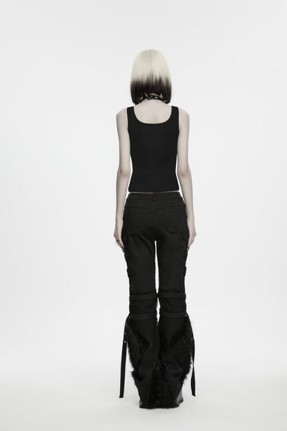 Strappy Slim-Fit Punk Vest with Bold Print