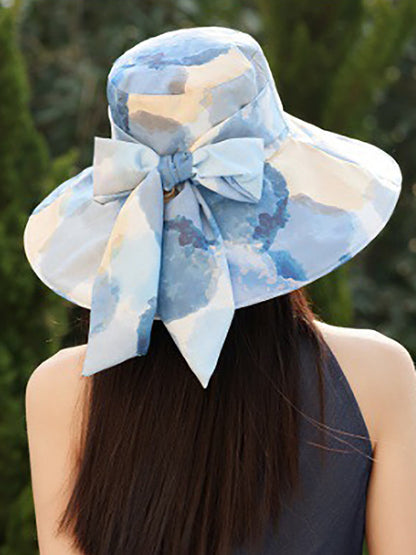 Colorblock Sunproof Bowknot Artsy Women Hat
