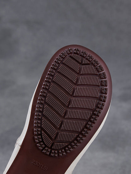 Genuine Shoes Women Summer Hollow Out Heel Low Leather