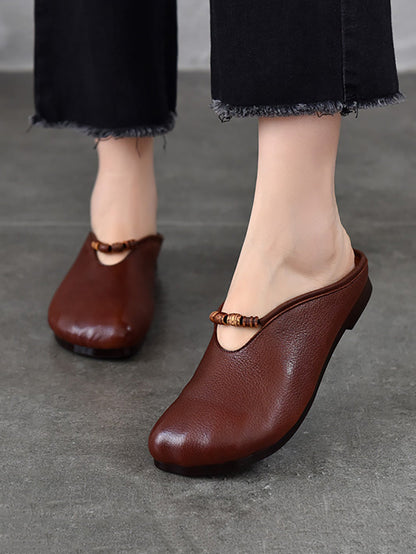 Summer Vintage Leather Soft Sandals Women