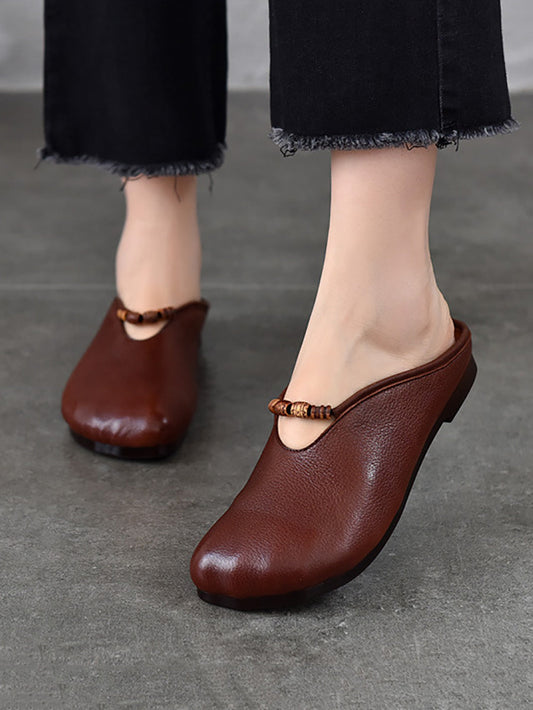 Summer Vintage Leather Soft Sandals Women