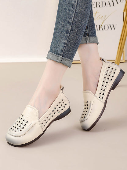 Chaussures d'été décontractées en cuir véritable pour femmes OO1020