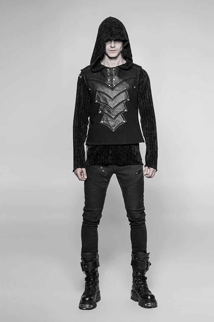 No-Sleeve Faux Leather Detailed Punk Waistcoat