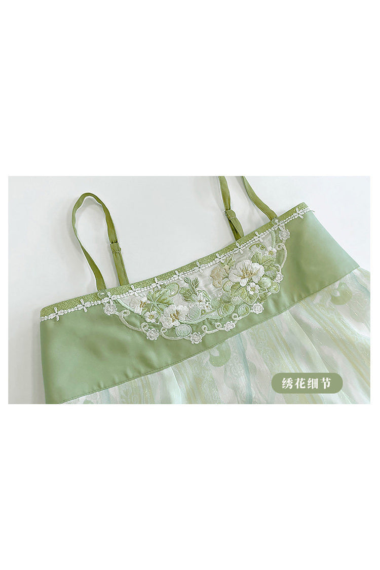 Emerald Jade Grapes High-Waist Embroidered Hanfu Dress Set