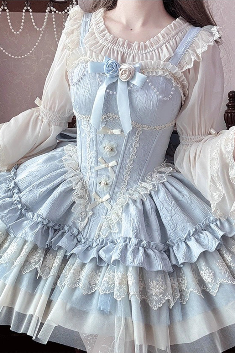 Fleeting Light Shallow Dream Ruffle Bow Slim Ballet JSK