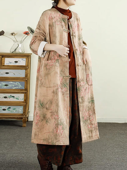 Women Autumn Ethnic 100%Cotton Long Padded Coat AI1062