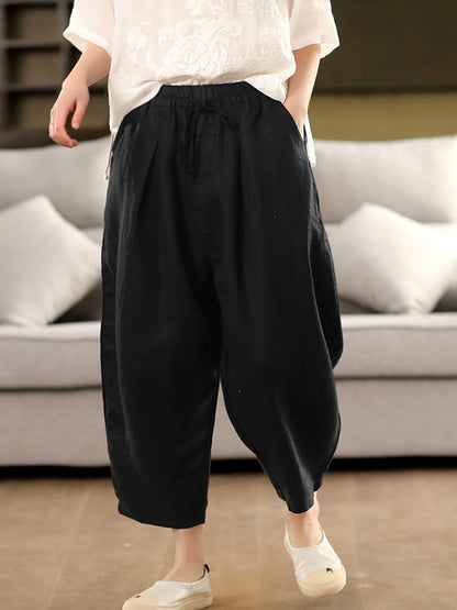 Harem Summer 100%Linen Color Pants Pure Women