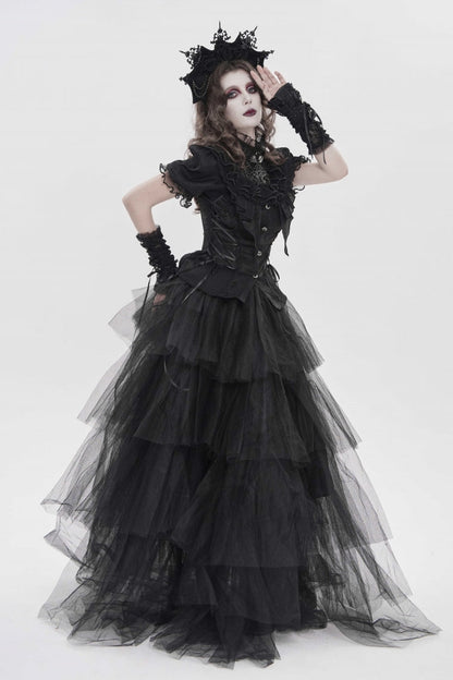 Lace-Up Pleated Gothic Palace Blouse for Women