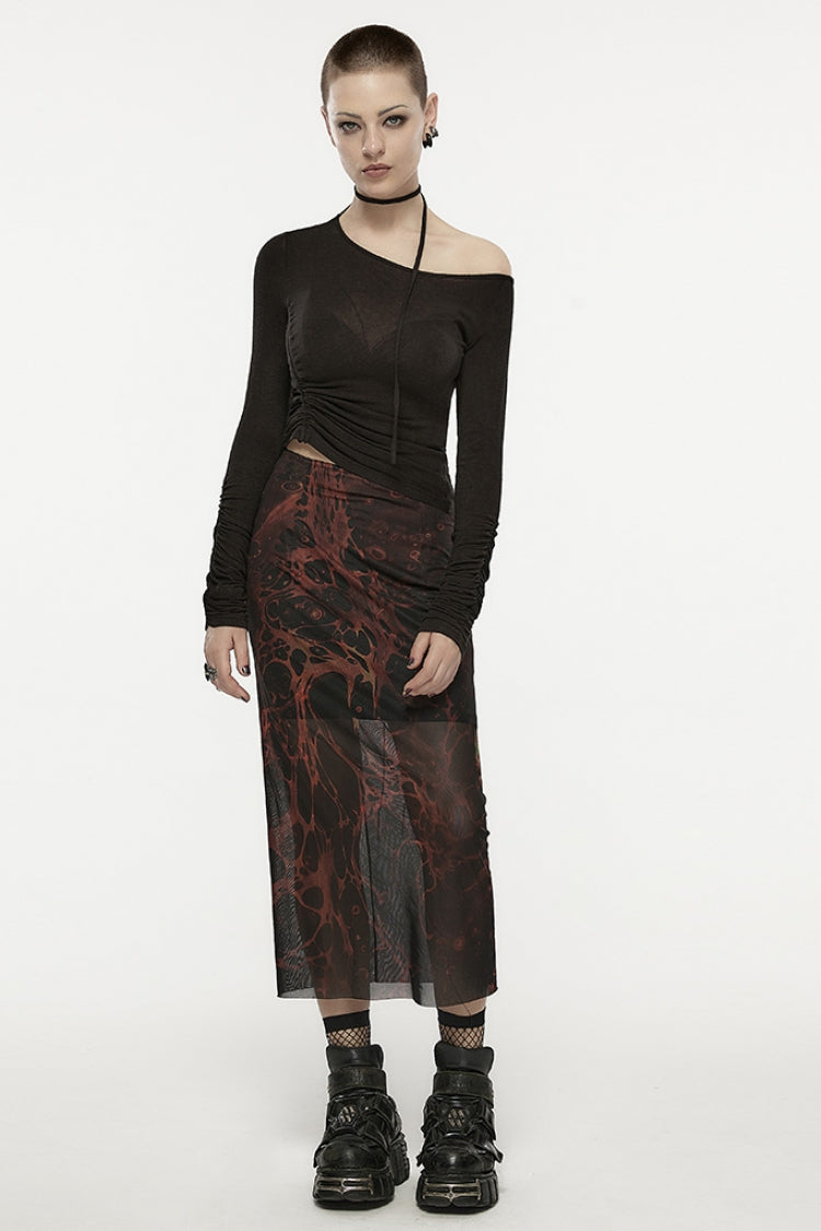 Asymmetric Slash Shoulder Gothic Tee