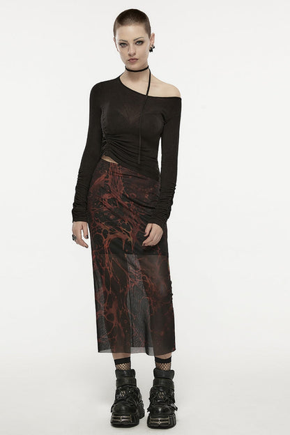 Asymmetric Slash Shoulder Gothic Tee