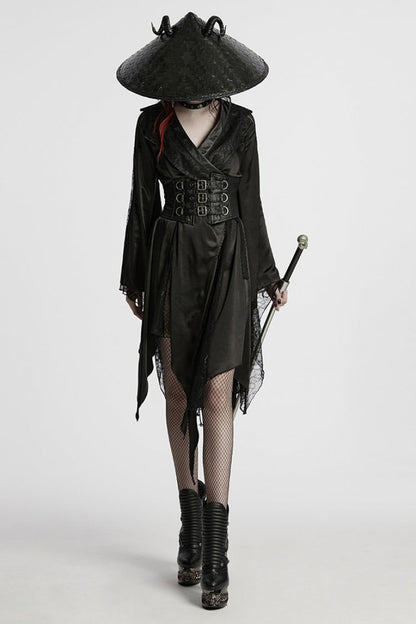 Ebony Long-Sleeve Lace Irregular Gothic Dress