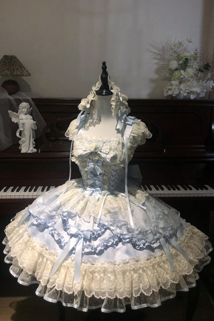 Dreaming Butterfly Jacquard Ruffle Bow Lace Princess JSK