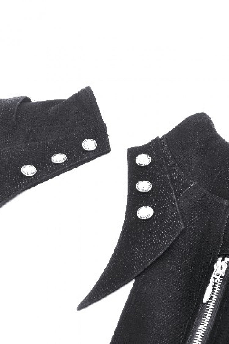 Ebony Long-Sleeve Lace-Up High-Low Faux Leather Gothic Jacket