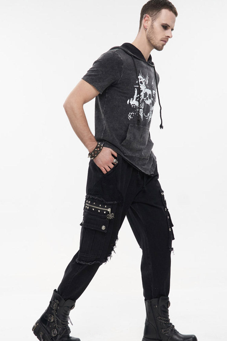 Obsidian Pentagram Chain Embellished Trousers