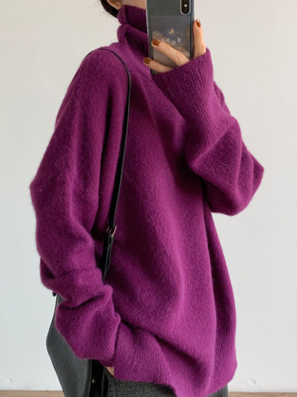 Original roter Rollkragenpullover mit langen Ärmeln QX020 