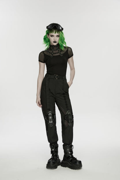 Punk T-Shirt with Rivets and Eyelets for Women