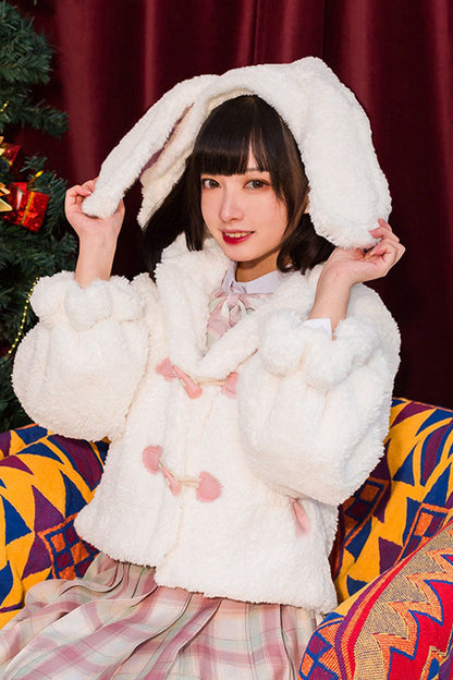 Ivory Winter Long-Sleeve Rabbit Ear Sweet Lolita Coat