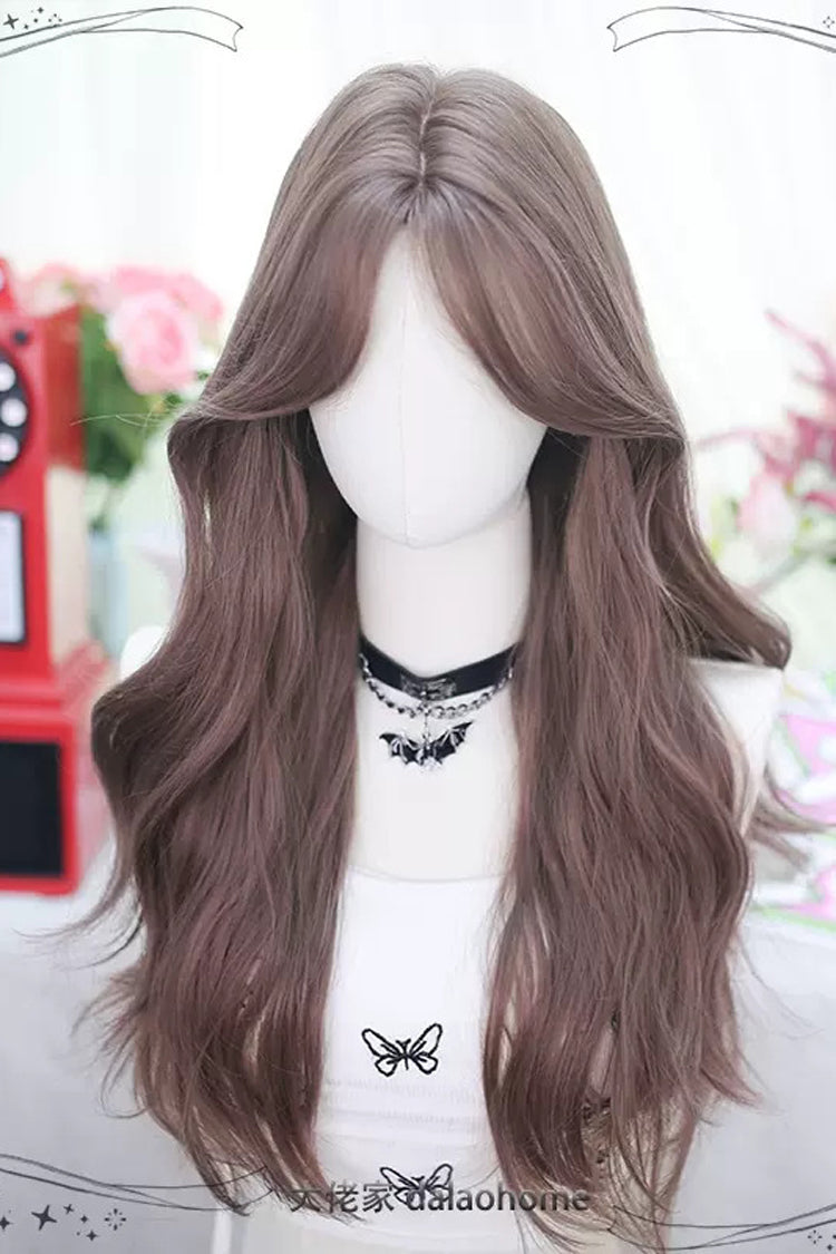 Rose Pink Milk Tea Long Curly Lolita Hairpiece